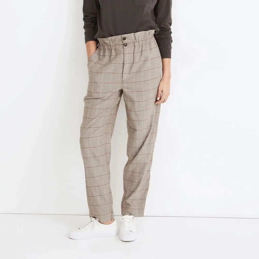 Madewell Paperbag Tapered Pant in Glen Plaid